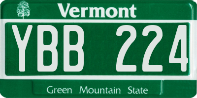 VT license plate YBB224