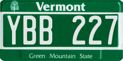 VT license plate YBB227
