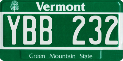 VT license plate YBB232