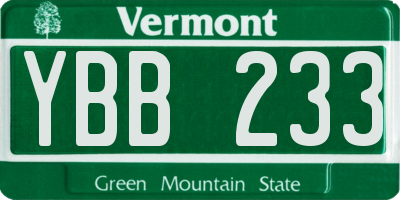 VT license plate YBB233
