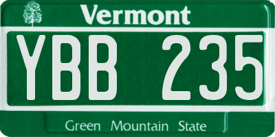 VT license plate YBB235