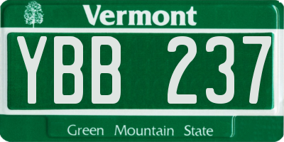 VT license plate YBB237