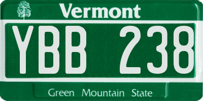 VT license plate YBB238