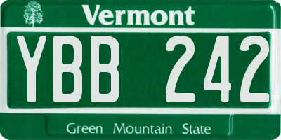 VT license plate YBB242