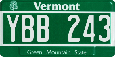 VT license plate YBB243
