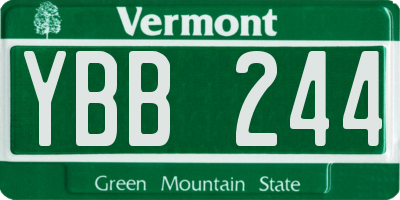 VT license plate YBB244