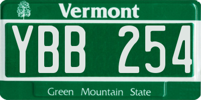 VT license plate YBB254