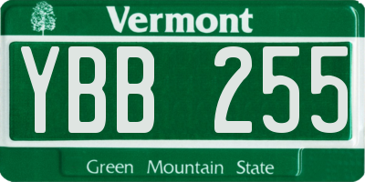 VT license plate YBB255