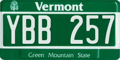 VT license plate YBB257