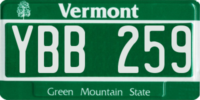VT license plate YBB259