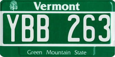 VT license plate YBB263