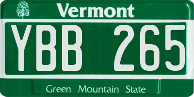 VT license plate YBB265
