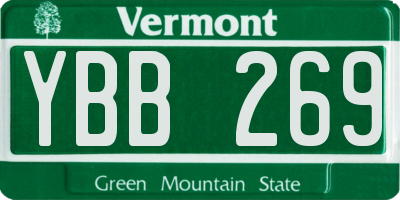 VT license plate YBB269