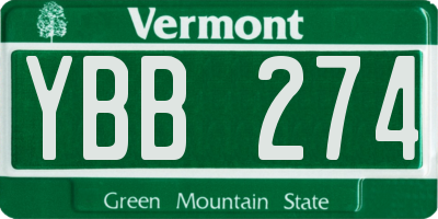VT license plate YBB274
