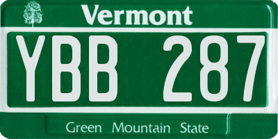 VT license plate YBB287
