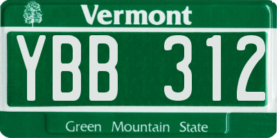VT license plate YBB312