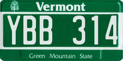 VT license plate YBB314