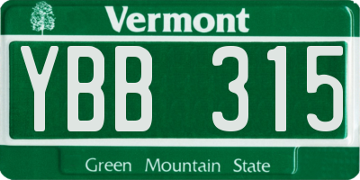 VT license plate YBB315