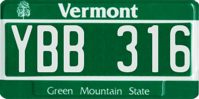 VT license plate YBB316