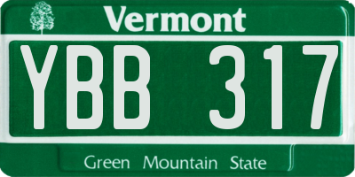 VT license plate YBB317