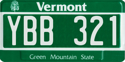 VT license plate YBB321