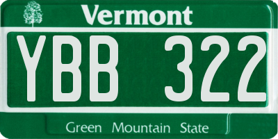 VT license plate YBB322