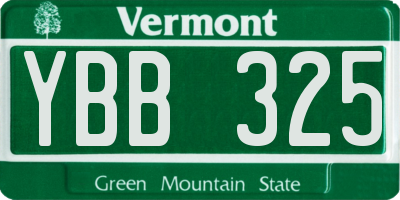 VT license plate YBB325