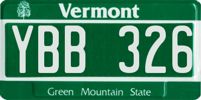 VT license plate YBB326