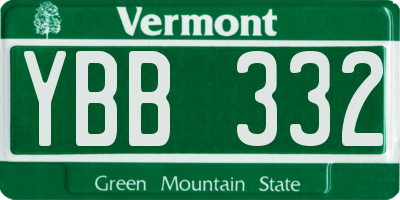VT license plate YBB332