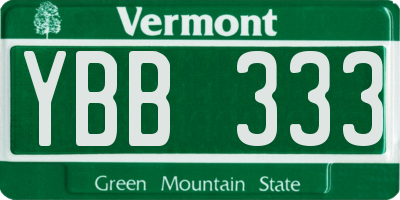 VT license plate YBB333