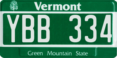 VT license plate YBB334