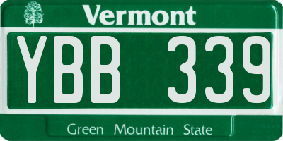 VT license plate YBB339