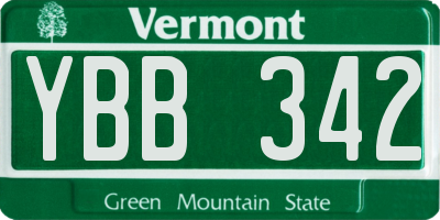 VT license plate YBB342