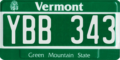 VT license plate YBB343