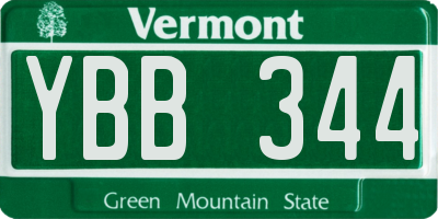 VT license plate YBB344