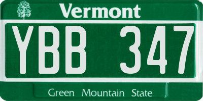 VT license plate YBB347