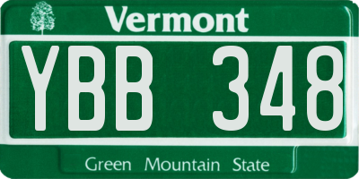 VT license plate YBB348