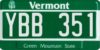 VT license plate YBB351
