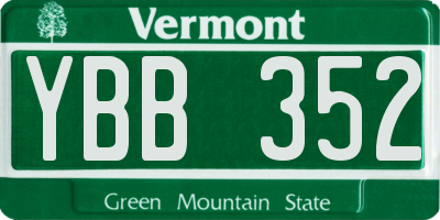 VT license plate YBB352