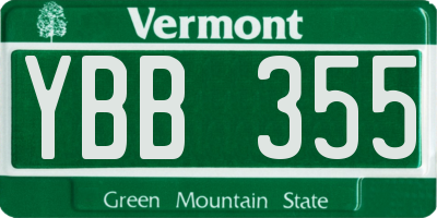 VT license plate YBB355
