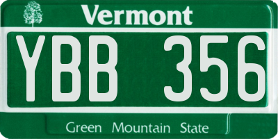 VT license plate YBB356