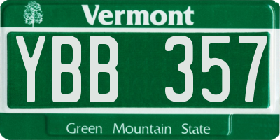 VT license plate YBB357