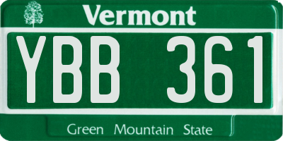 VT license plate YBB361