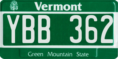 VT license plate YBB362