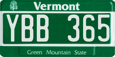 VT license plate YBB365