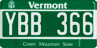 VT license plate YBB366