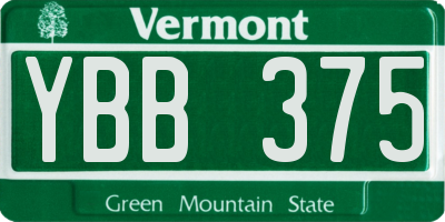 VT license plate YBB375