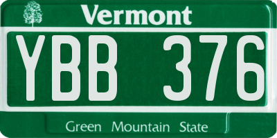 VT license plate YBB376