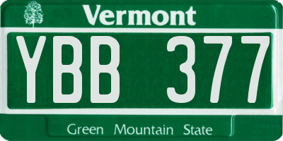 VT license plate YBB377