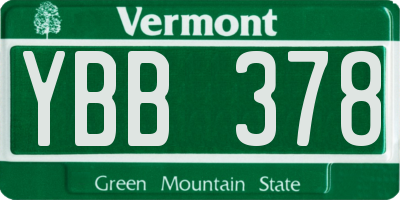 VT license plate YBB378